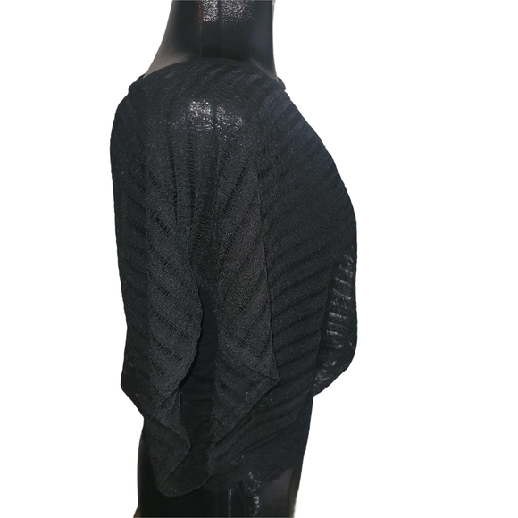 Eclipse Black Mesh Short Drop Sleeve Top with Attached Tank Top S - Picture 3 of 5